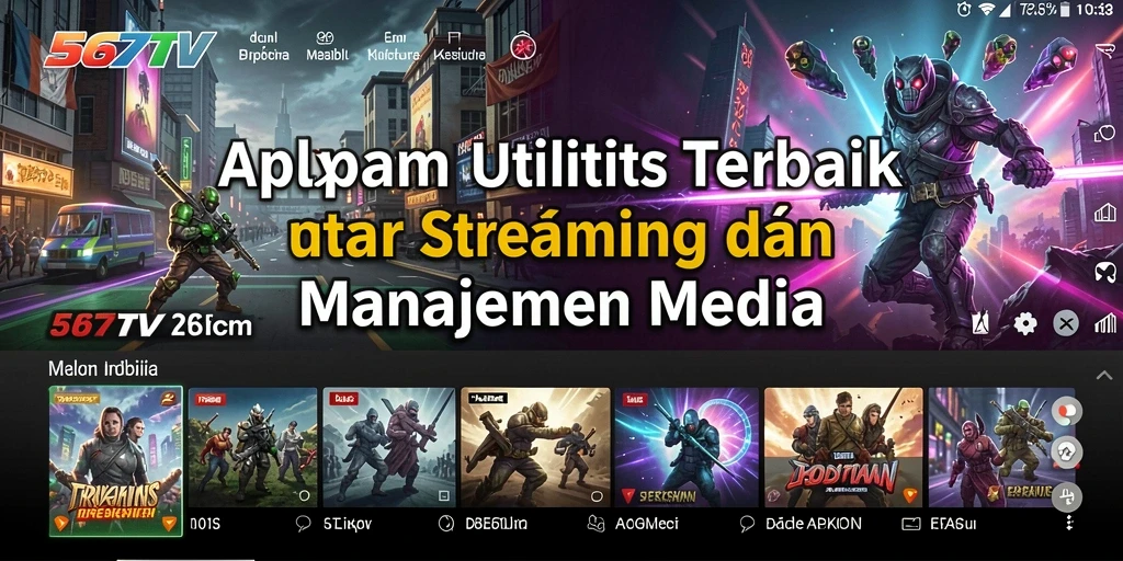 Tampilan utama 567TV dengan berbagai konten media yang terkelola.