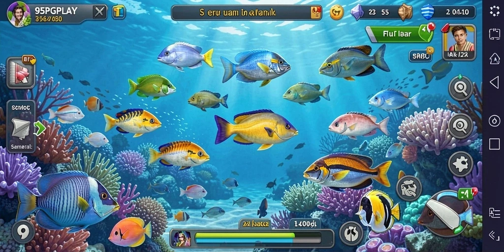 Tampilan gameplay 95PGPLAY dengan efek menembak ikan yang menarik.