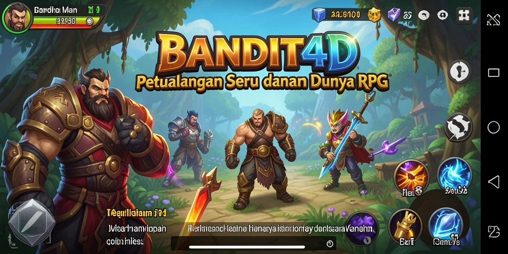 Tangkapan layar dari gameplay BANDIT4D yang menampilkan pertempuran dinamis RPG.