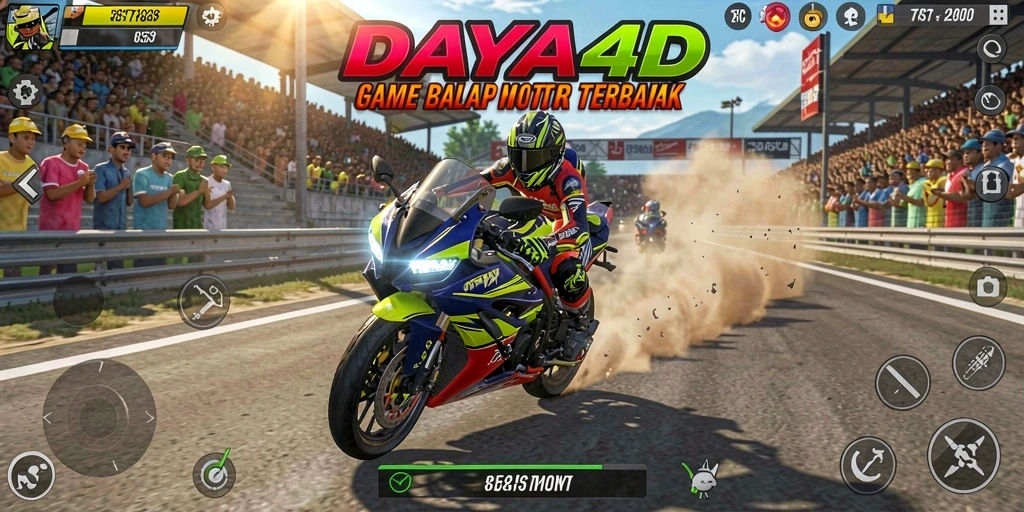 Gameplay DAYA4D menampilkan adu cepat motor di trek balap yang menantang.