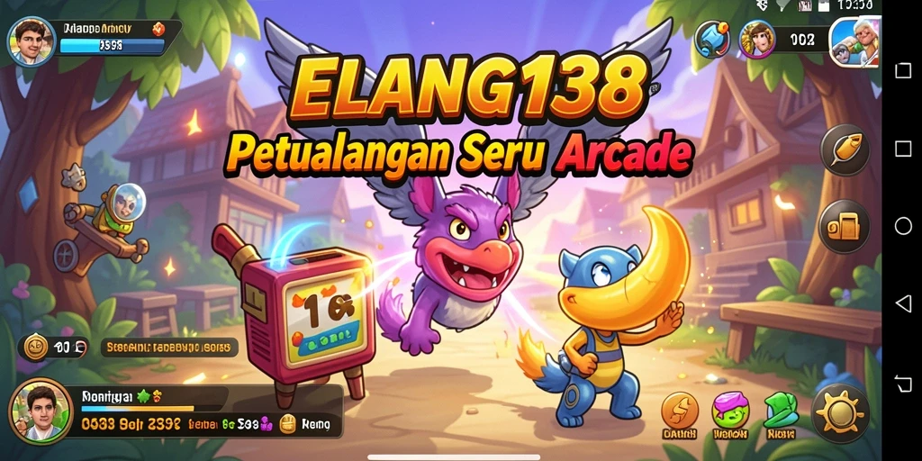 Screenshot gameplay ELANG138 dengan aksi seru dan karakter unik.