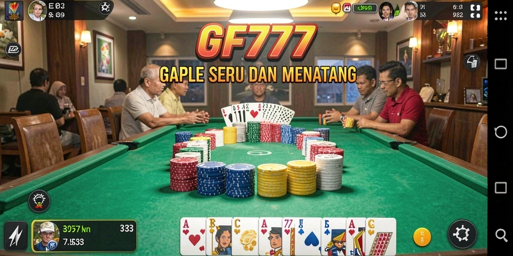 Tampilan screenshot dari gameplay seru GF777 yang menampilkan permainan Gaple.