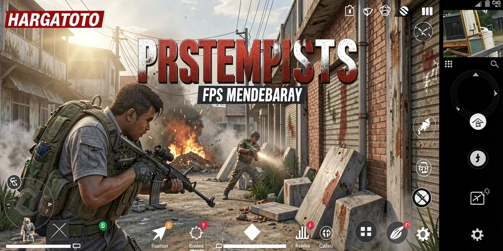 Tangkapan layar menunjukkan aksi seru gameplay FPS di HARGATOTO.
