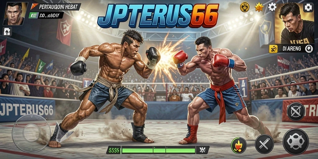 Gameplay seru JPTERUS66 dalam pertempuran arena.