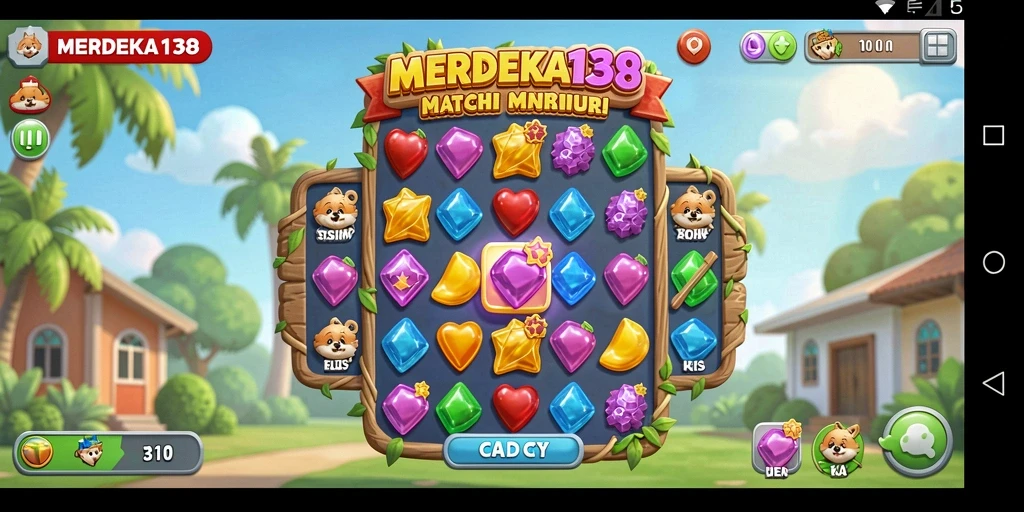 Tampilan menarik dari gameplay seru MERDEKA138 di Match-3.