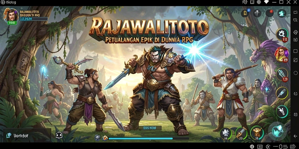 Gameplay epik RAJAWALITOTO dengan karakter dan monster yang beragam.